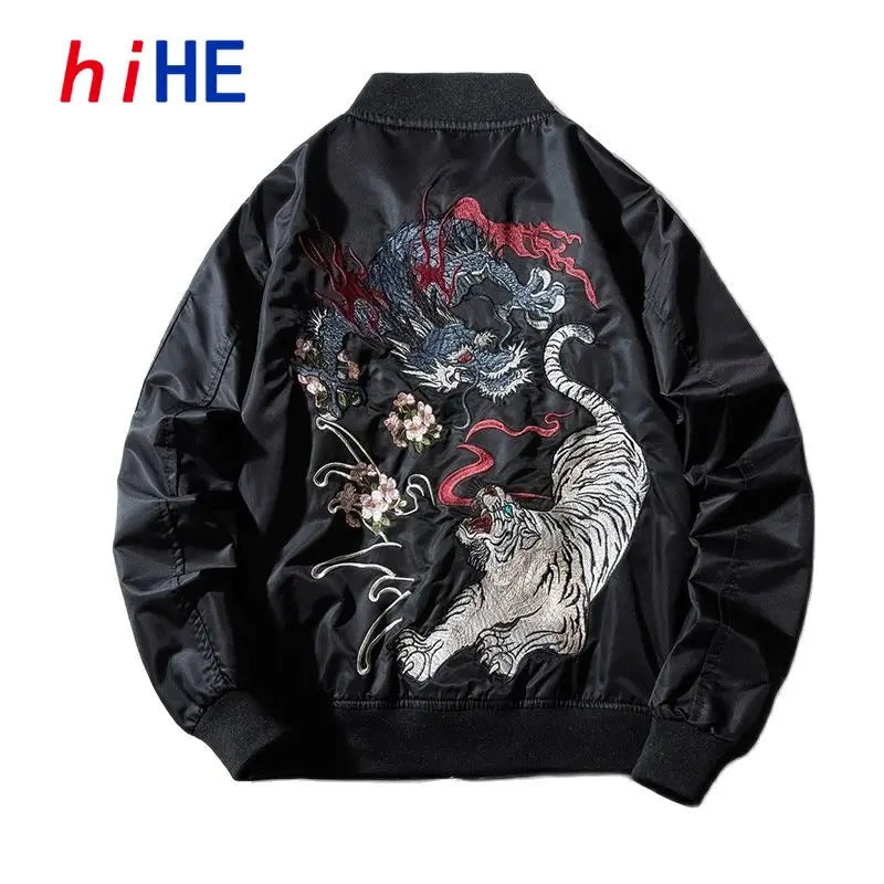 Men Women Bomber Jacket Dragon Tiger Embroidered Sukajan Padded Baseball Coat Japan Male Windrunner 2024 MA1 Spring Winter Z1A1