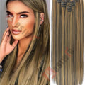 18-32Inch 16 Clips in Hair Extensions Long Straight Hairstyle Synthetic Blonde Black Hairpieces Heat Resistant False Hair Daily