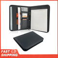 Bisofice Zippered Business Padfolio A4 PU Leather Portfolio Organizer for Interview Resume Document Planner Agenda  Holder