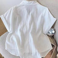 Blue  Ne ort Sve irt Women's Loose Sle Summer New Faion Breathable Comfortable Korean Version Small Size Top