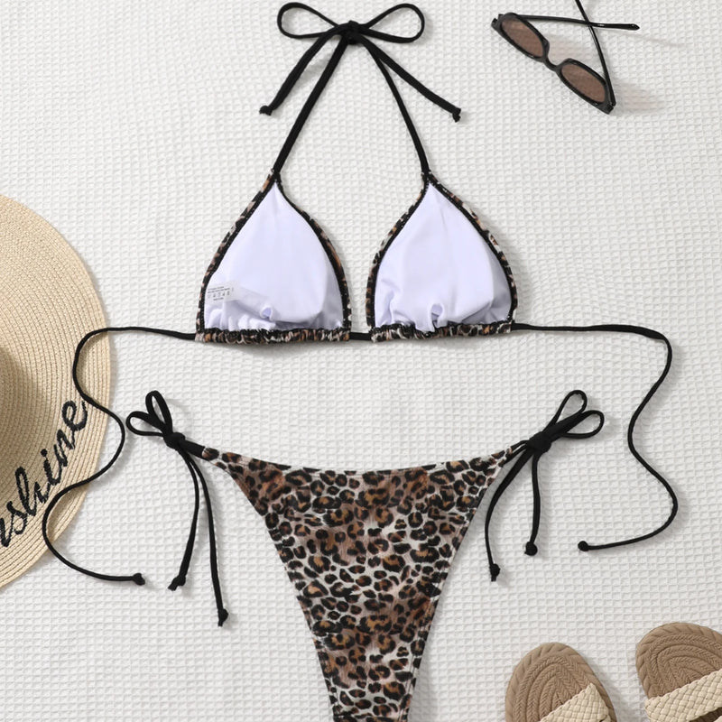 Shencai Zebra Pattern Backless Pleated Bikini Sexy | SAMAG