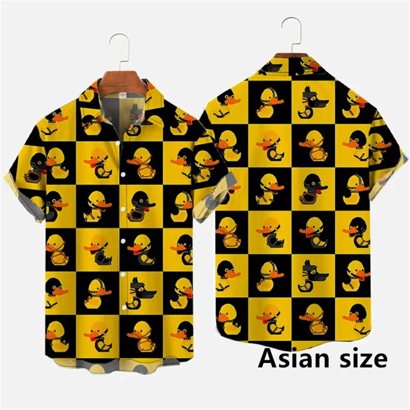 Hawaiian Men Shirts 3D Print Cartoon Cute Duck Printing | SAMAG