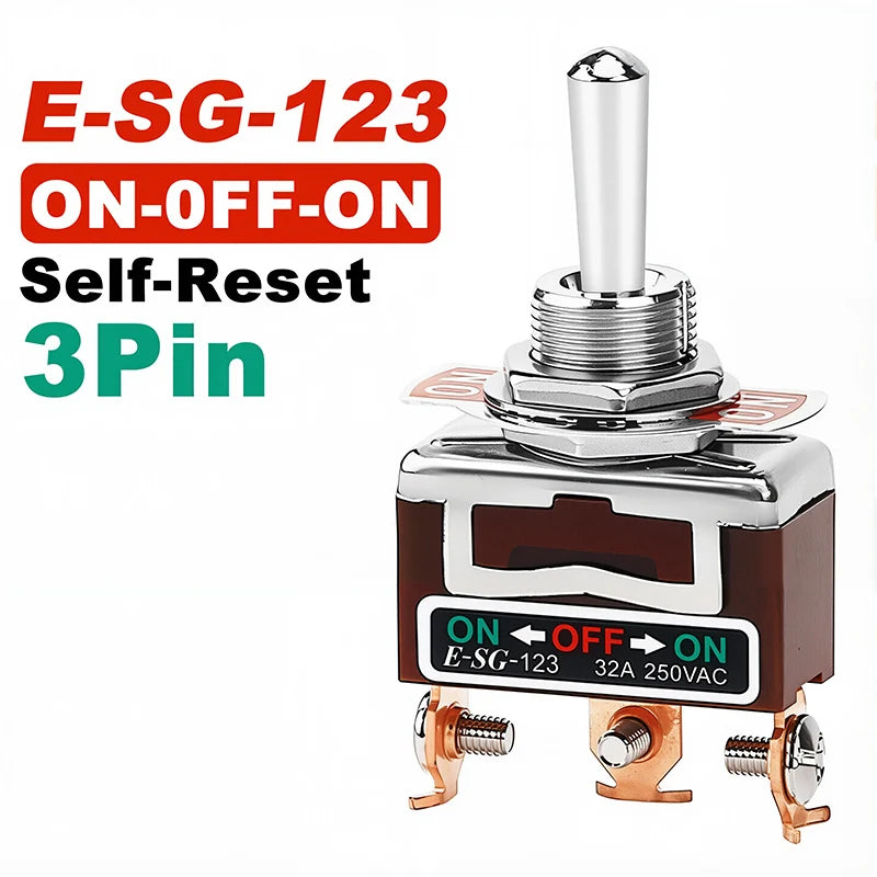 High Current Rocker Switch 2/3/4/6/8/9/12Pin Self Reset/Self-locking Toggle Switch Copper Pin 32A 250VAC Power Button Switch