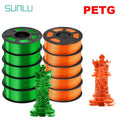 SUNLU PETG 3D Filament 1KG Biodegradable 1.75MM 10Rolls Bright Color Good Toughness Excellent Acid Alkali Weather Resistance