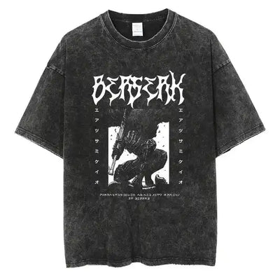Japanese Anime Berserk Retro Washed T - shirt Men and Women | SAMAG