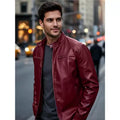 Men's PU leather jacket stand-up collar slim-fit vintage-style biker jacket spring/fall top