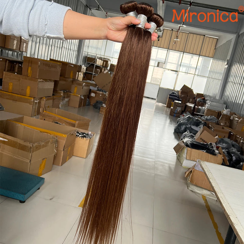 Straight  Chocolate Brown 1/3/4Human Hair Bundles Deal  Human Hair Weaving Wefts Remy Human Hair Extensions for Women  100 G/Pcs