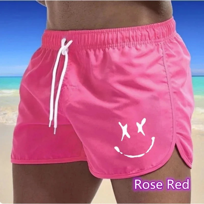 2026 Summer New Men's Smiling Face Printed Design Sports Shorts Outdoor Leisure Breathable Speed Drying Basketball Beach Shorts