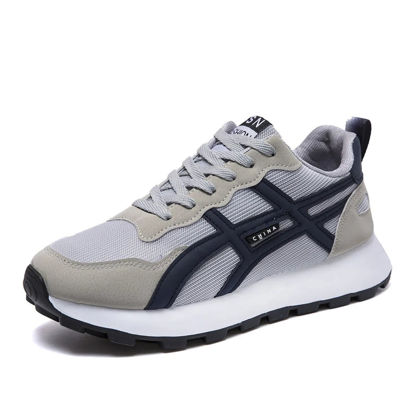Breathable Multi-Material Flat Heel Running Shoes Soft Bottom Agan Style Youth Mesh up Sneakers Casual Low Top Shoes