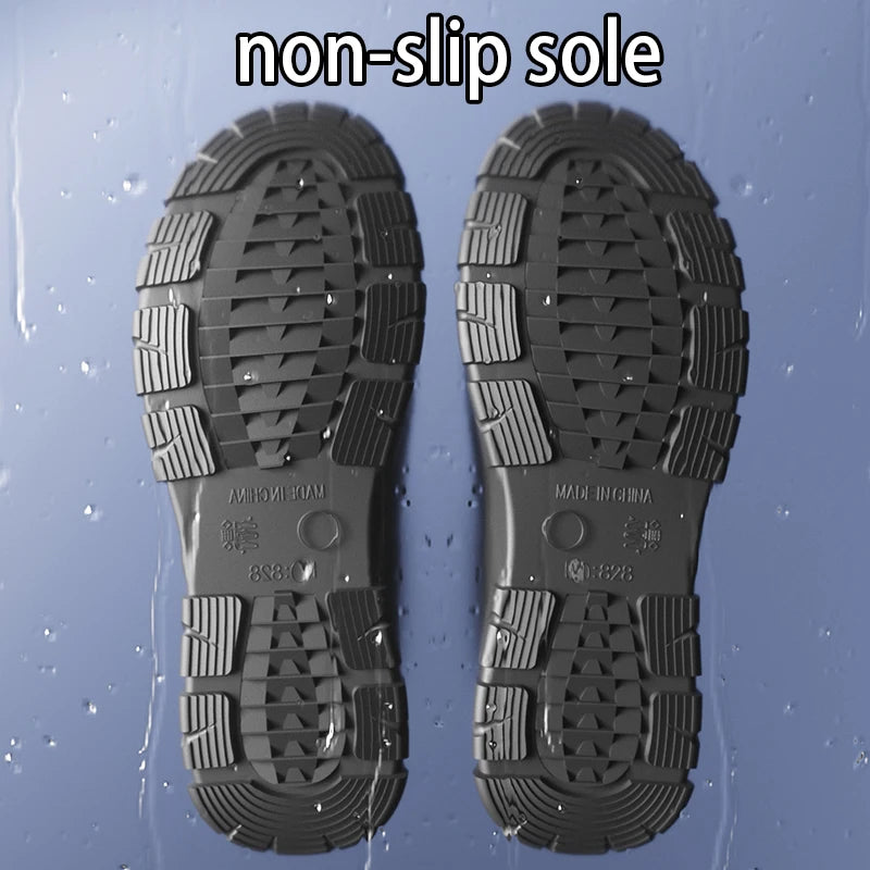 Outdoor Work British Style Anti Slip Waterproof Drawstring Drum Mouth Four Season Universal Men's Rain Boots