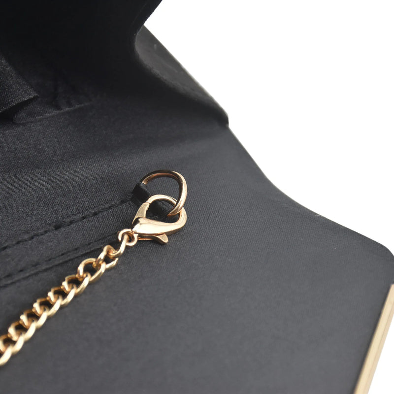 Black Faux Suede Clutch Bag Facny Elegant Formal Wedding Bridal Party Evening Purse Handbag with Shoulder Chain