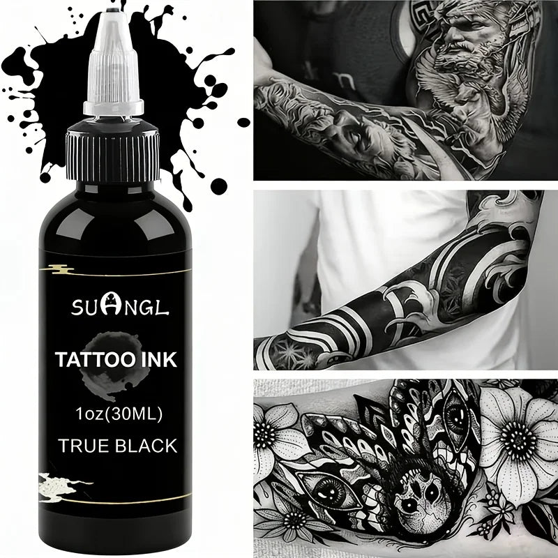 30ML Black & White Tattoo Ink, Professional Tattoo Black Ink with High Brightness and Fine Particles for Easy Application.