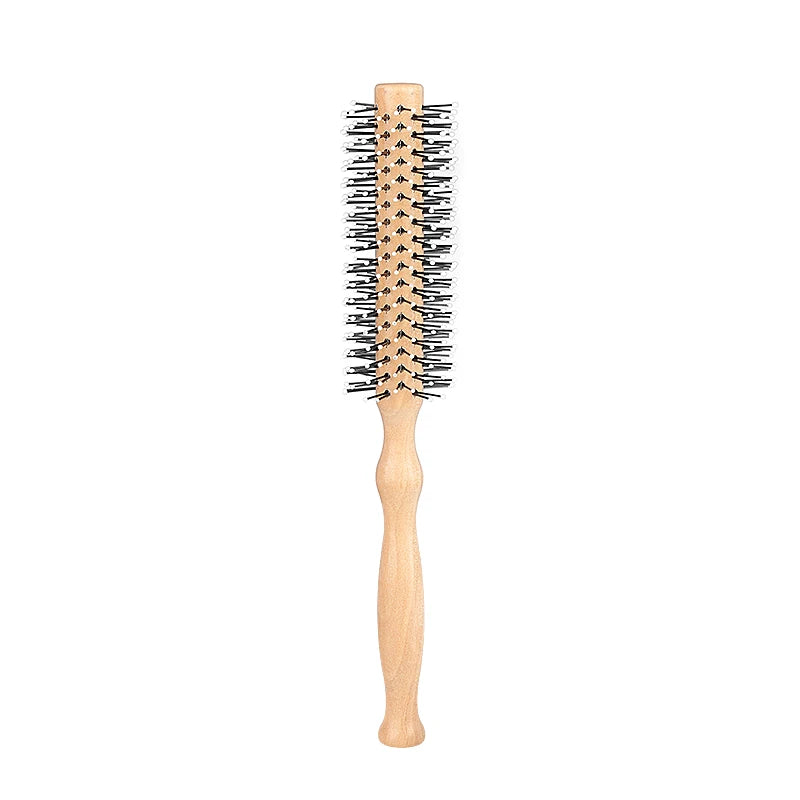 1Pcs Wood Handle Round Rolling Brush Straight Twill Hair Comb Boar Bristle Round Barrel Hair Curling Brush Hairdressing Tool