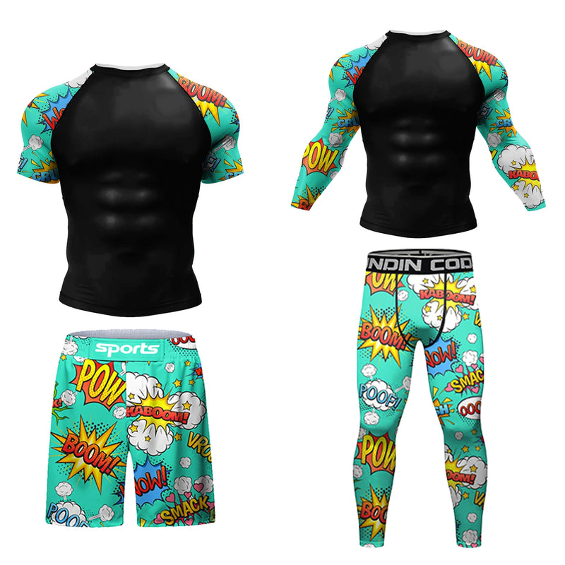Cody Lundin Durability MMA BJJ Rash Guard Tight Exercise Jogging T - Shirts+Pants 3D Print Compression - View 8 | SAMAG