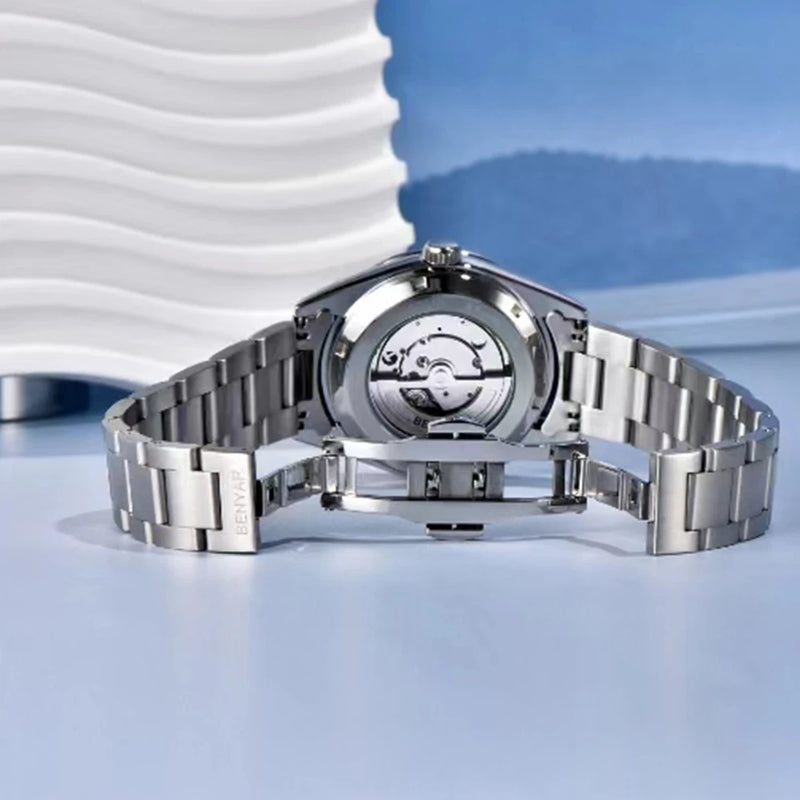 Benyar luxury brand sand particle size 40mm mechanical watch 316L stainless steel 5Bar waterproof men's automatic watch