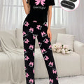 Women's new style bow print short-sleeved trousers | SAMAG