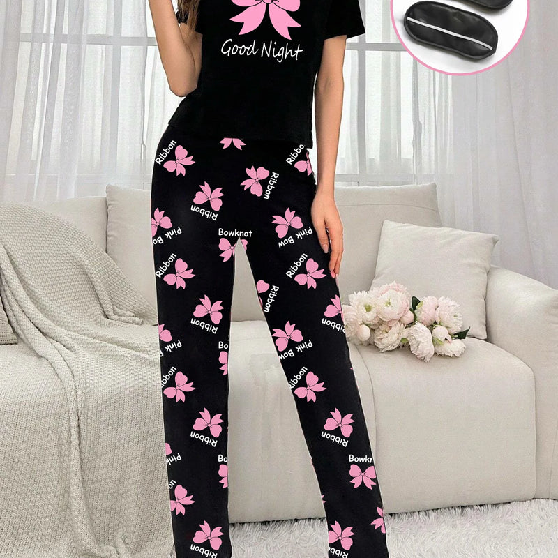 Women's new style bow print short-sleeved trousers | SAMAG