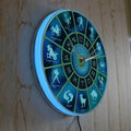 Signs Of Zodiac Wall Clock With LED Backlight Horoscope Constellation Astrology Symbol Home Decor Wall Watch For Living Room