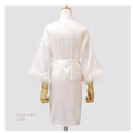 Women FEATHER Bride Bridesmaid Wedding Robe Satin Kimono | SAMAG