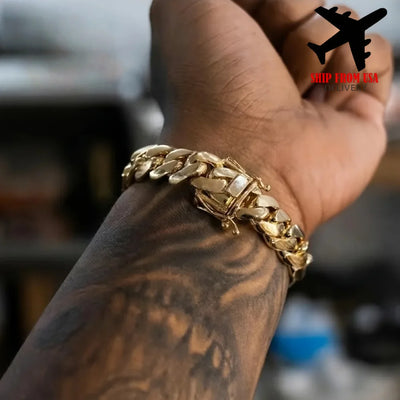 8 - 14mm Punk Rock Stainless Steel Rhombus Cuban MIami Link Chain Bracelets for Men Hip Hop Jewelry Gold Color Gift | SAMAG