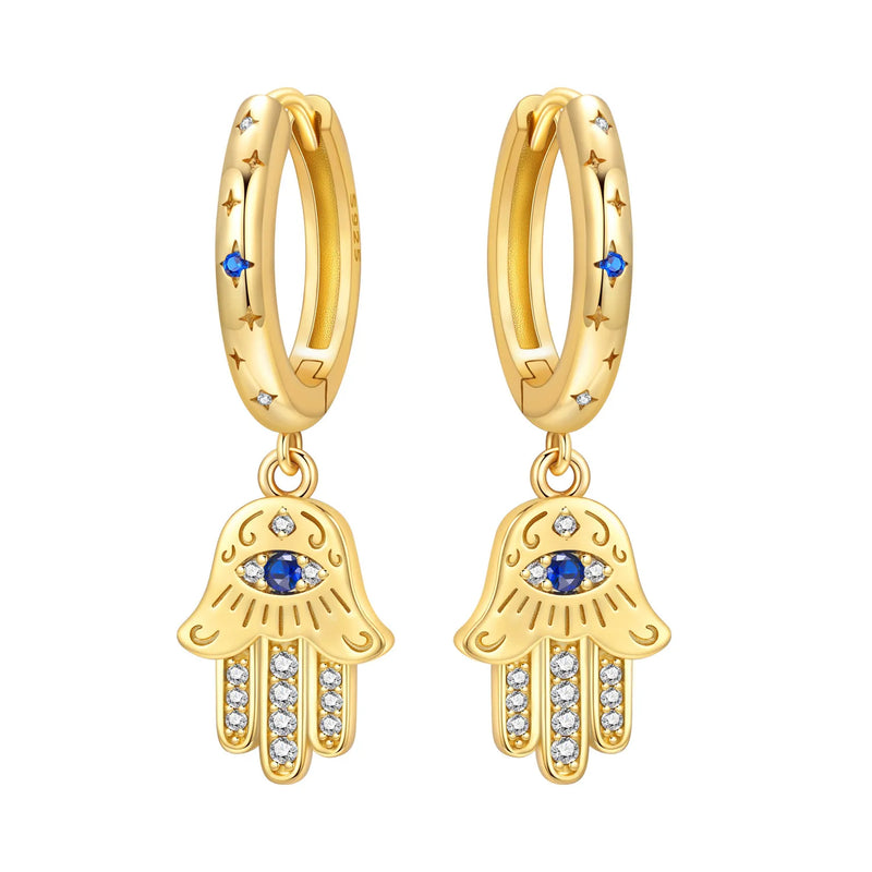 Original S925 Sterling Silver Zircon 18K Gold Lining Vintage Hoop Earrings for Women Birthday Party - Visuel 13 | SAMAG