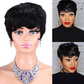 PIxie Cut Wigs for Black Women Human Hair Short Bob Wig Human Hair Wigs with Bangs Layered Style Bob Wigs for Women Machine