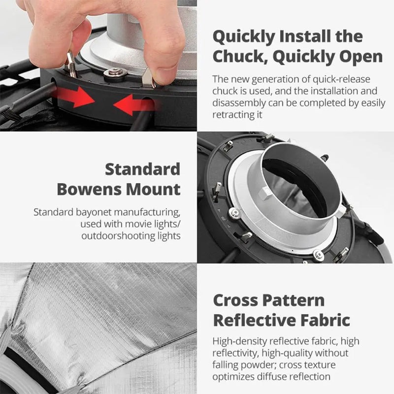 TRIOPO KH Octagon Softbox Quick-Setup Soft Box Bowens Mount for Sokani X100 X60 Mini Aputure 300c 200XS Godox LED Video Light