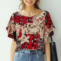 ZANZEA Summer Women Chiffon Blouse Elegant Ruffle Short - View 8 | SAMAG