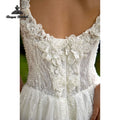 Elegant Appliqué Boho A Line Wedding Dresses Beaded 3D - View 4 | SAMAG