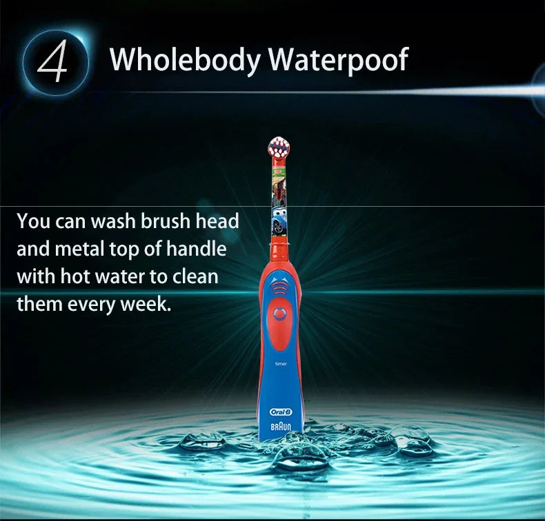 Oral B DB5510K Electric Toothbrush Children Rotary Teeth Brush Soft Bristles 2Min Timer Waterproof Battery Powered For 3-12 Ages