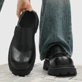 Men's leathers slip on casual shoes summer soft-sole non-slip outdoor walking shoes fashion breathable lightweight semi slippers