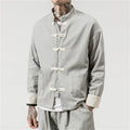 Chinese Traditional Retro Coat Man Autmn Long Sleeve Tang Suit Mandarin Collar Buckle Jacket Oriental Cotton Kung Fu Shirt