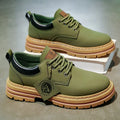 Men's Low-Top Solid Color Fashionable Business Casual Shoes, Non-Slip, Wear-Resistant, Textured Thick-Soled Casual Work Boots, Suitable for Daily Commuting, Walking, and Camping