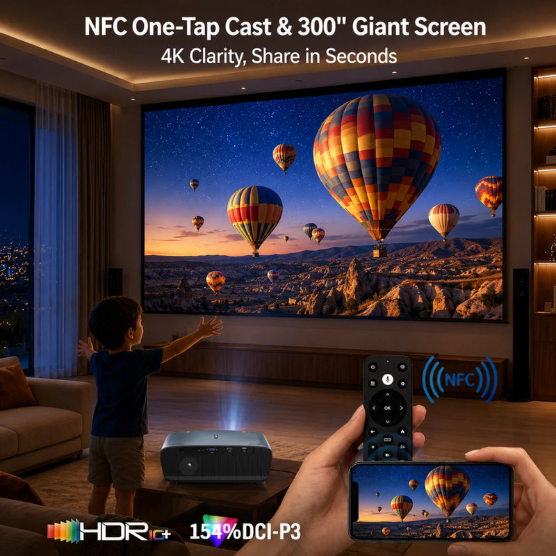 4K Ultra HD Projector HDMI 2.4+5G WiFi Video Movies Auto Focus Beamer 4000 ANSI Daytime Smart Google TV Home Theater Projector
