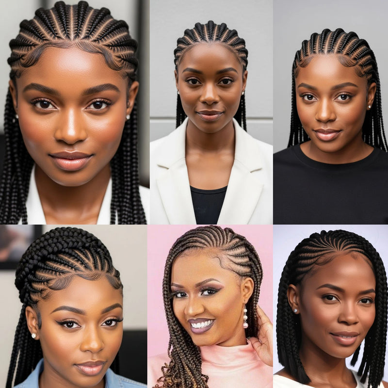 Synthetic Cornrow Braided Wigs Full Lace Short African Box Braiding Wig Transparent Lace Frontal Braids Wigs for Black Women
