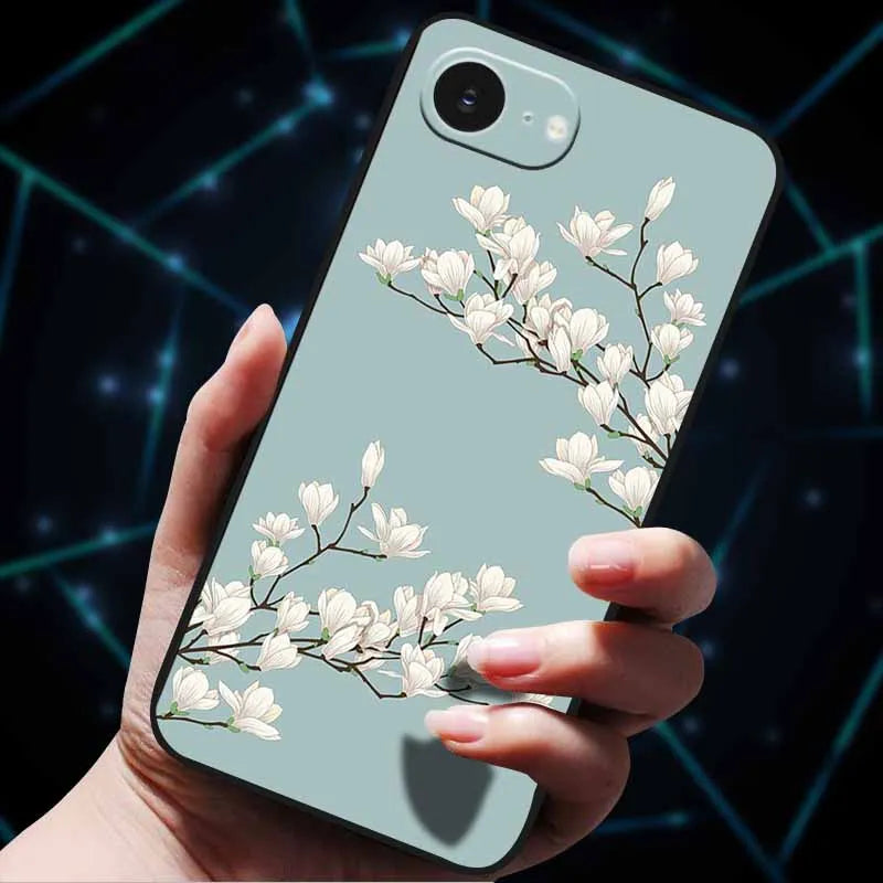 3D Flowers Emboss Fundas For iphone 16E Case iphone16 E Soft Silicone Phone Cases for iphone16 16 Back Cover Coque iphone16e Bag