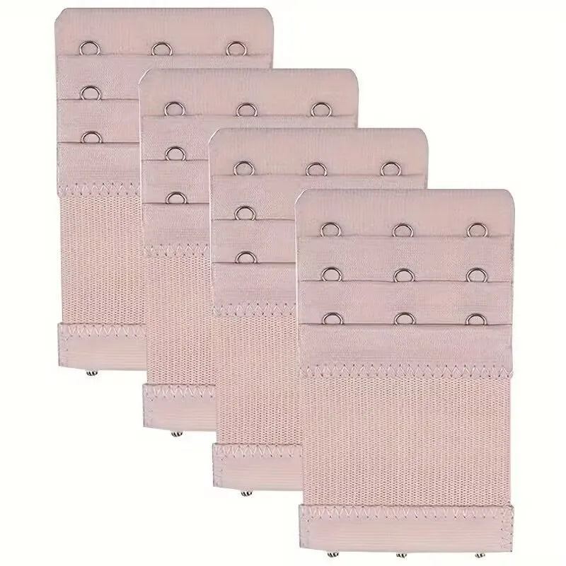 4 Pieces 3-Hook Bra Strap Extender; Comfortable and Adjustable Bra Strap Clip; Lingerie Accessory for Women