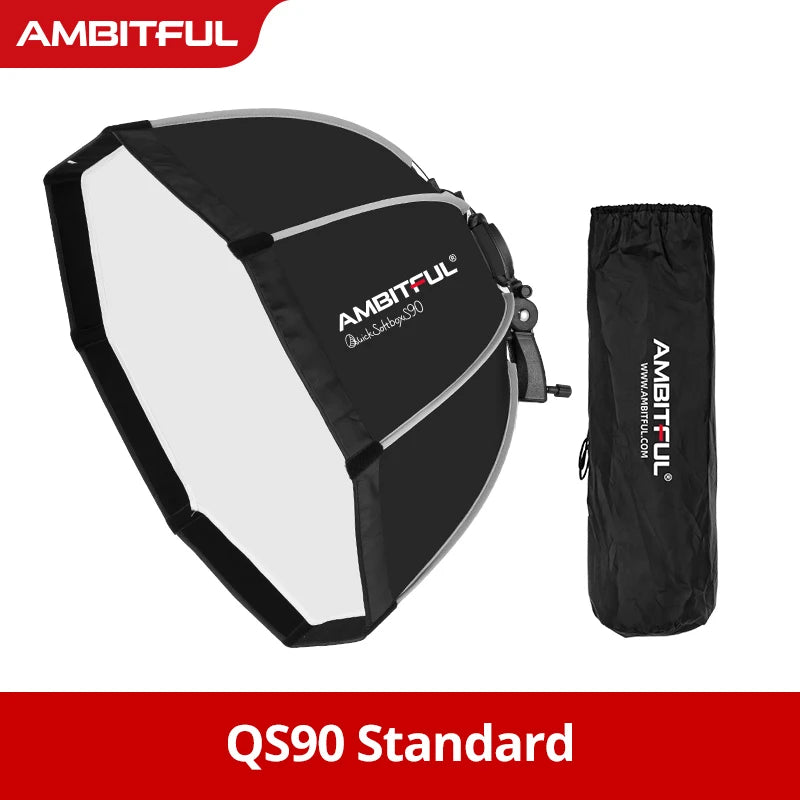 AMBITFUL 90cm Quickly Release Octagon Softbox Honeycomb Grid Outdoor Soft Box Bowens Mount Or Flash Bracket for Studio Flash