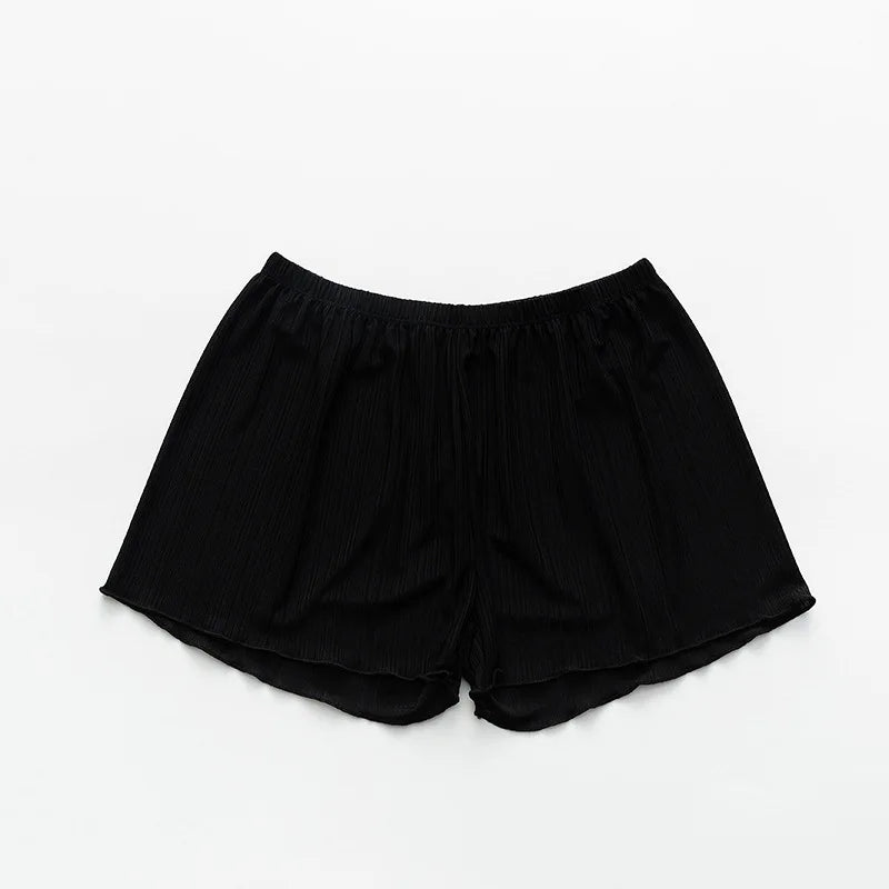 Women Safety Short Pants Summer Ice Silk Seamless Soft Shorts Casual Underskirt Pants Home Beach Elastic Waist Panties Underwear