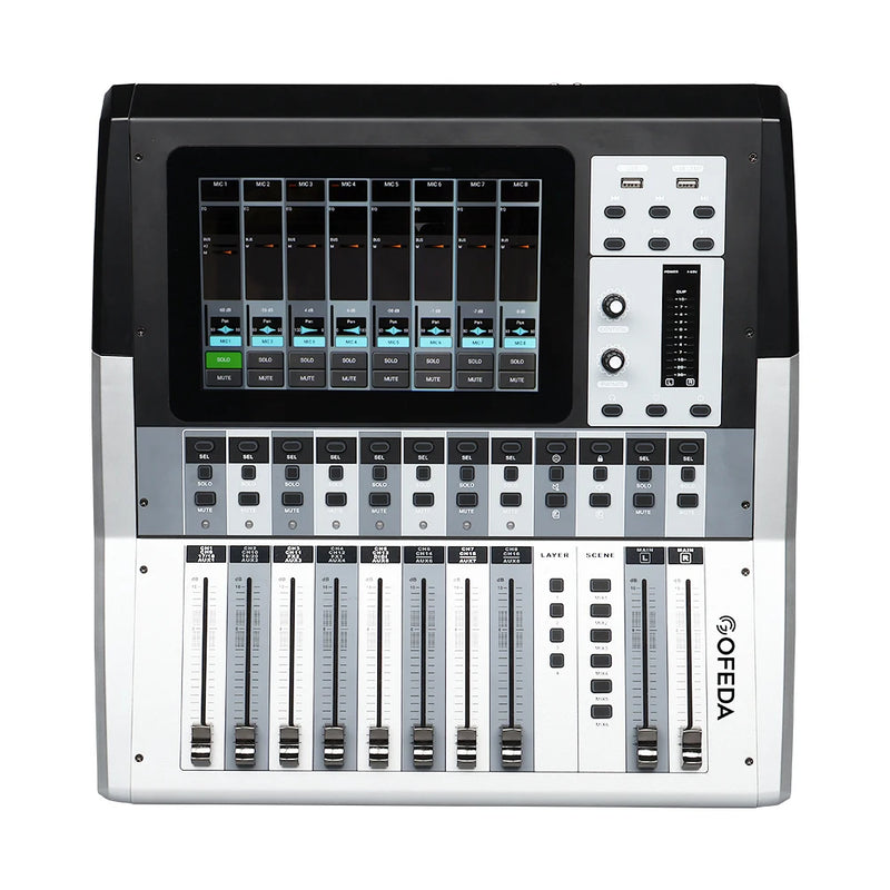 Gooermi DM32 32 Channel Digital Audio Mixer USB PC Recording DJ Mixing Console with 48V Phantom Power for Studio Live Streaming