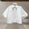 Summer Short Blouses Half Sleeve Embroidered Top Flip | SAMAG