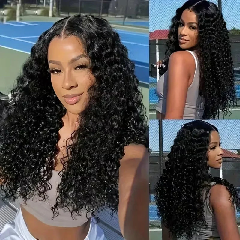 360 Deep Wave Frontal Wig Deep Curly Full Lace Front Human Hair 100% Wigs for Women Wear Go Glueless Curly Wigs With Drawstring
