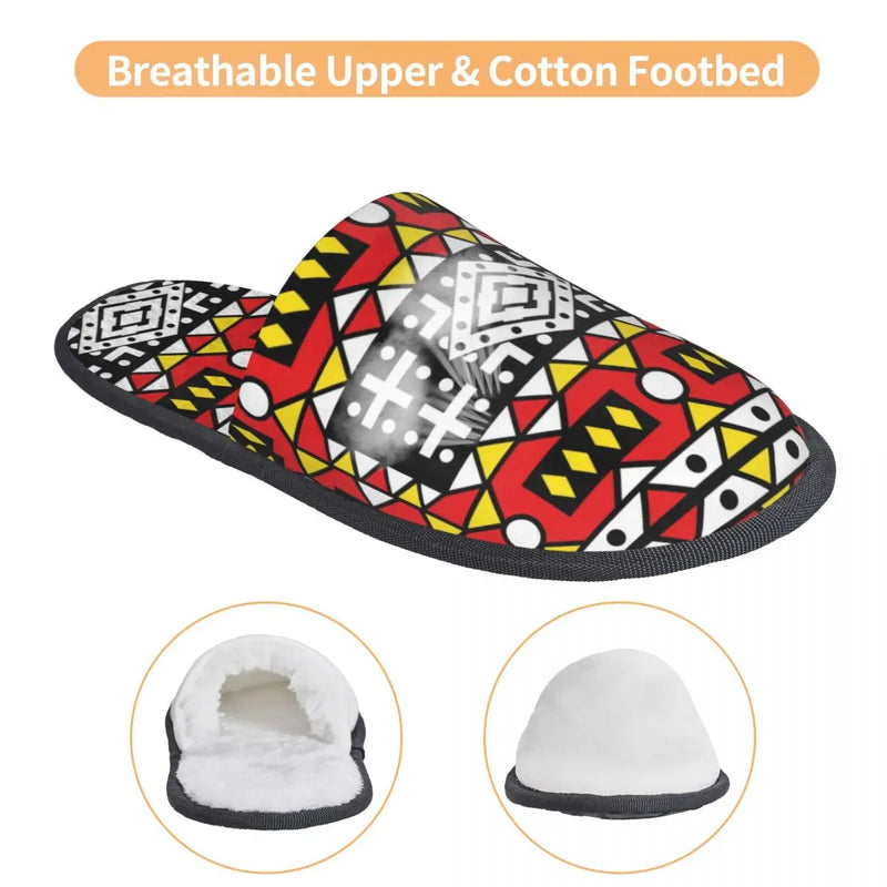Custom Kizomba Samakaka Ankara Print Soft Memory Foam House Slippers Women African Wax Design Comfy Warm Anti-skid Sole Slipper