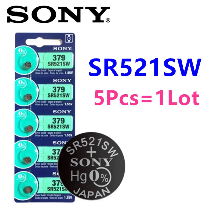 5Pcs Original Sony 337 SR416SW 364 SR621SW 371 SR920SW 377 SR626SW 379 SR521SW 395 399 SR927SW Button Batteria Coin Cells
