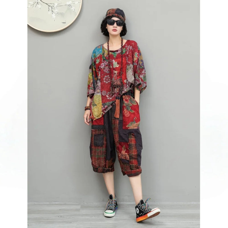Chinese Style Women Summer Pant Northeast Floral - View 2 | SAMAG