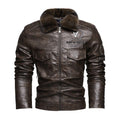 Winter Men's Warm PU Leather Jackets Fashion Men Retro Fur Collar Motorcycle Jacket Men Windbreaker PU Leather Coats Clothing