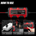 6V/12V 1.5A Car Battery Charger Electric Motorcycles Charger Smart Charger for Car Truck Boat SUV Lead-Acid AGM GEL Batteries
