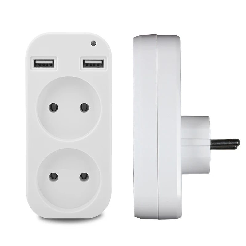 New EU Plug Adapter Conversion Plug Multifunctional Socket Portable Dual Usb Port German French Russian Universal Socket