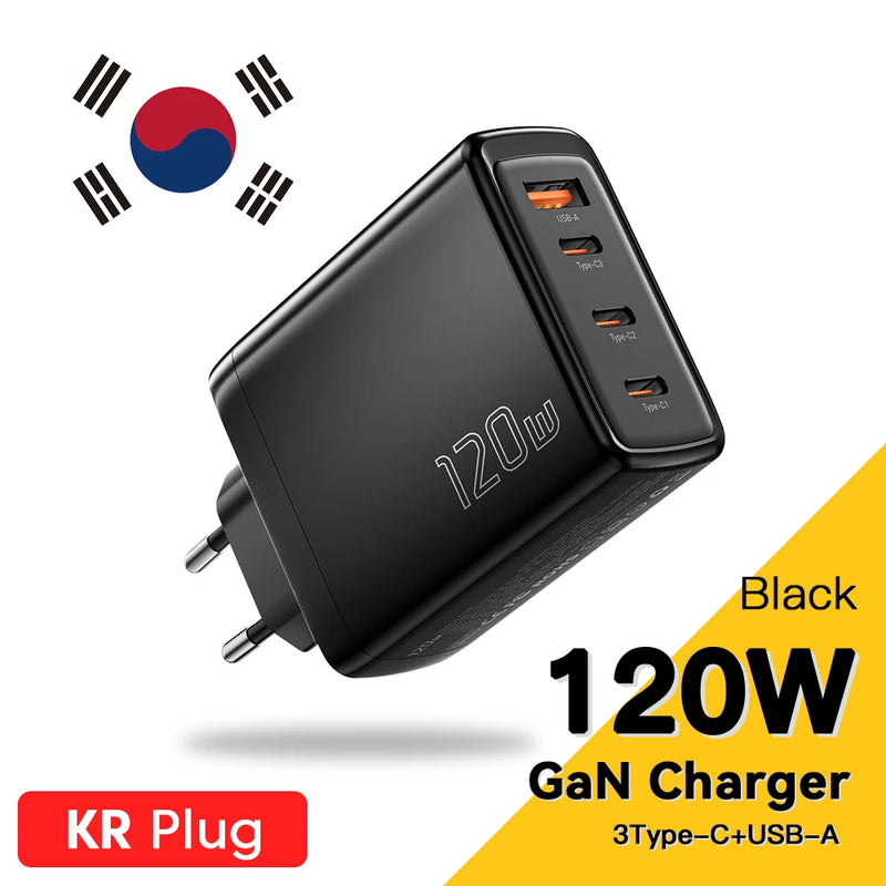 Essager 120W GaN Charger 4 in 1 USB C PD Fast Charger For Macbook Laptop iPhone 17 16 15 14 Pro Max Samsung iPad Quick Charger