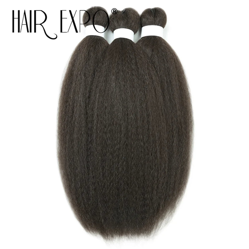 3PCS Vixen Bundles Crochet Hair 26Inch Synthetic Pre-stretched Braids Hair Extensions Kanekalon Yaki Straight Pony Hair Bundles